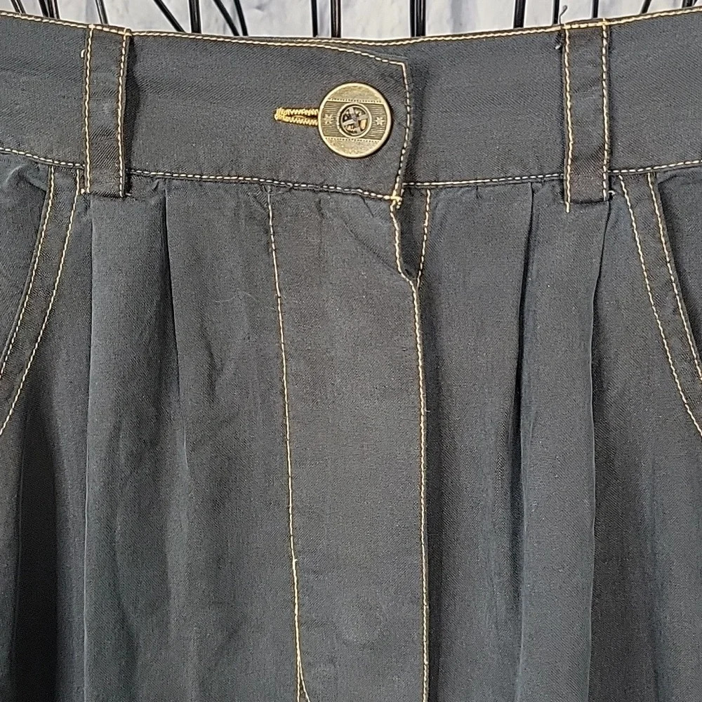 J.T. SPORTS Silk Button Up Black Long Skirt Size Small‎ - Picture 5 of 9